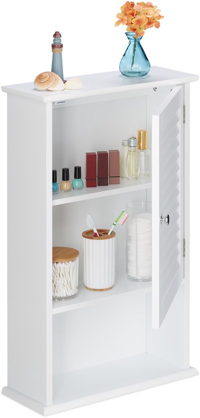 opbergkast badkamer - 3 vakken - hangend - smal - 70 x 42 x 16,5 cm - keuken