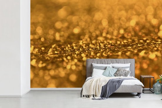 Paillettes jaunes avec un fond d' fotobehang flou