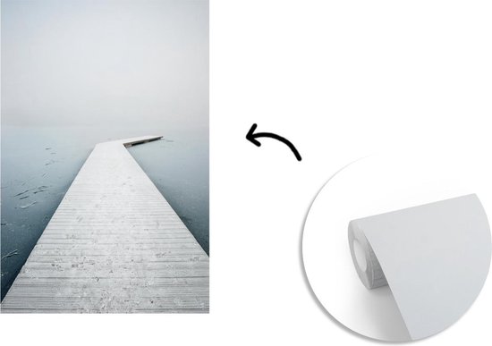 Papier peint - Papier peint photo Jetée calme sur un lac glacé - Largeur 170 cm x hauteur 260 cm