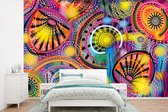 Behang - Fotobehang Vormen - Kunst - Patronen - Psychedelisch - Breedte 390 cm x hoogte 260 cm