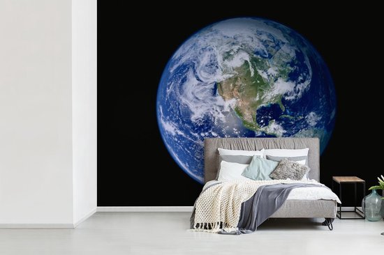 Papier peint Papier peint photo en vinyle - Image satellite de la terre avec des nuages largeur 330 cm x hauteur 240 cm - Tirage photo sur papier peint (disponible en 7 tailles)