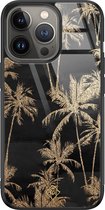 iPhone 13 Pro hoesje glass - Palmbomen | Apple iPhone 13 Pro  case | Hardcase backcover zwart