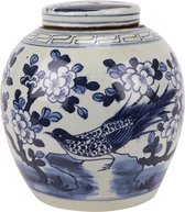 Fine Asianliving Pot de Gingembre Chinois Blauw Wit Porcelaine Vogels Peints à la Main D30xH30cm