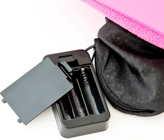 Relaxdays schootkussen voor laptop, met LED-licht en drankenhouder, draagbaar, knietafel, zacht, klein, in het roze