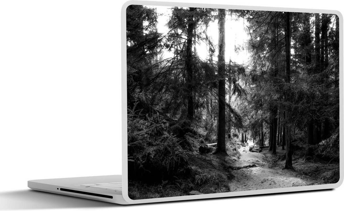 Afbeelding van product SleevesAndCases  Laptop sticker - 11.6 inch - Een Amerikaans bospad - zwart wit