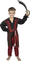 Wilbers - Piraat & Viking Kostuum - Gestreepte Kaper Piraat Pieter Pistolet - Jongen - rood,bruin - Maat 116 - Carnavalskleding - Verkleedkleding