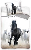 dekbedovertrek Horses 200 x 140 cm katoen wit/grijs