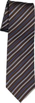 Michaelis stropdas - zijde - donkerbruin met blauw en wit gestreept - Maat: One size