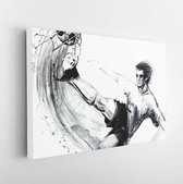 Canvas schilderij - Soccer player. football silhouette hand drawn sketch illustration  -     1077444815 - 40*30 Horizontal