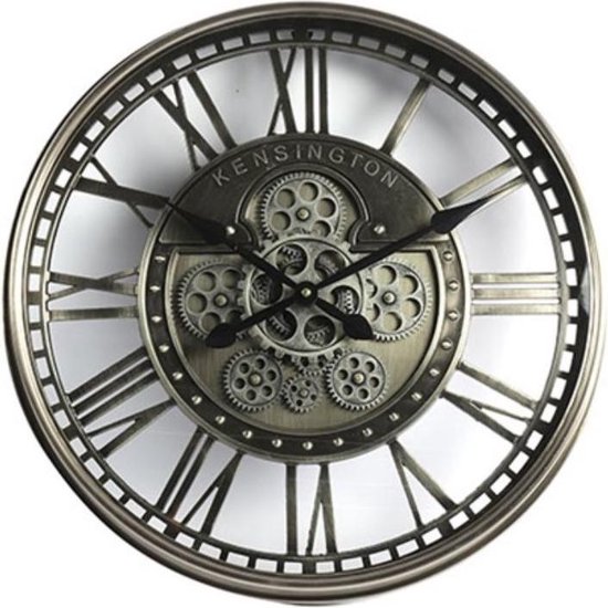 Klok murale horloge industrielle Kensington engrenages mobiles - métal -  gris 54 cm | bol
