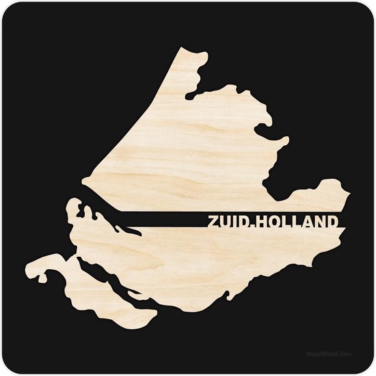 Provincie Zuid-Holland Zwart hout - 49x49 cm - Woon decoratie - Wanddecoratie - WoodWideCities