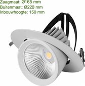 LED Inbouw Downlight 40W | Kantelbaar | 165mm 3600lm - 4000K - Naturel wit (840)