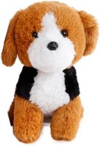 knuffel Hond junior 32 cm pluche bruin/wit/zwart
