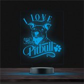 Led Lamp Met Gravering - RGB 7 Kleuren - I Love My Pitbull