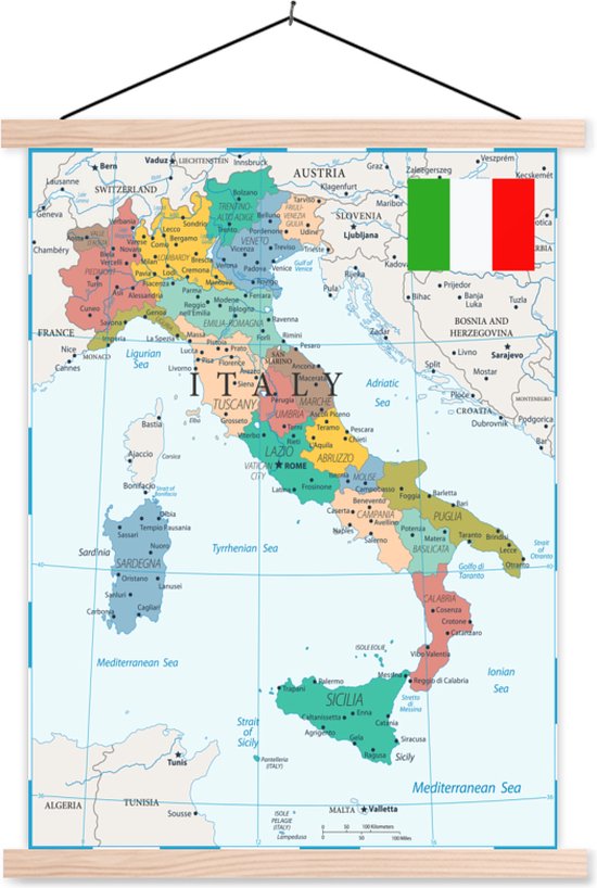 Carte de l'Italie 90x120 cm | bol.com