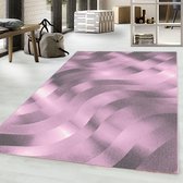 Woonkamer vloerkleed laagpolig tapijt zacht golven ontwerp Roze