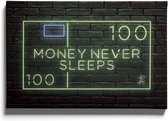 Walljar - Money Never Sleeps - Muurdecoratie - Canvas schilderij