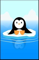 Walljar - Water Pinguïn - Muurdecoratie - Poster met lijst