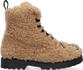 Moschino Fur Bootie Teddy Bear Veterboots - Laarzen Met Veters - Meisjes - Camel - Maat 25