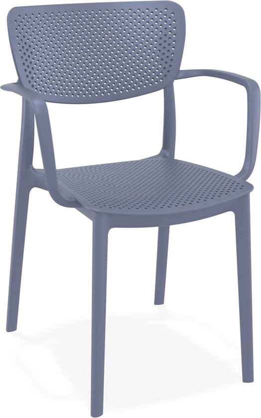 Alterego Chaise perforée avec accoudoirs 'TORINA' en plastique gris foncé