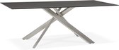Alterego Design eettafel 'BIRDY' in zwart glas met metalen centrale voet - 200 x 100 cm