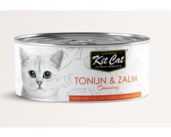 Kit Cat Tonijn & Zalm 24x80gram - Graanvrij - Kattenvoer Natvoer - Kattenblikjes