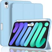 Shop4 - Geschikt voor iPad mini (2021) Hoes - Smart Book Case met Pencilhouder Licht Blauw