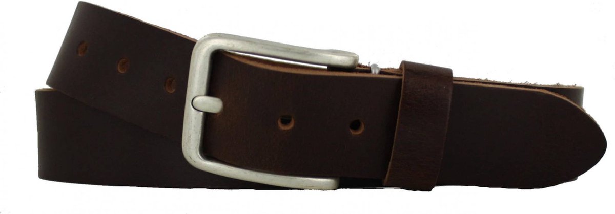 Leren Riem Heren/Dames | 4cm breed | Riemmaat: 105cm (totale lengte: 120cm) | 100% echt leer | Kleur: bruin | Nikkelvrije gesp