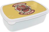Broodtrommel Wit - Lunchbox - Brooddoos - Voetbal - Bal - Man - Vintage - 18x12x6 cm - Volwassenen