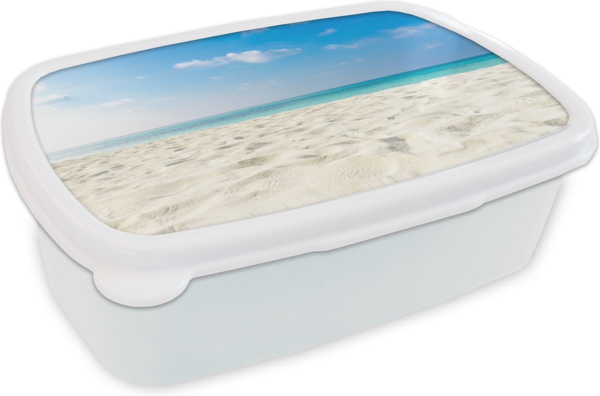 Broodtrommel Wit - Lunchbox - Brooddoos - Strand - Licht - Zon - 18x12x6 cm - Volwassenen