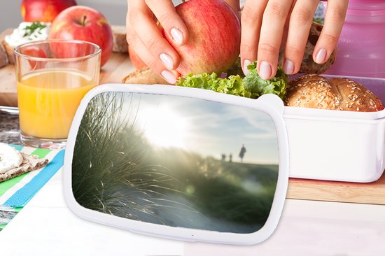 Lunch box Wit - Lunch box - Boîte à pain - Plage - Dune - Soleil - 18x12x6 cm - Adultes