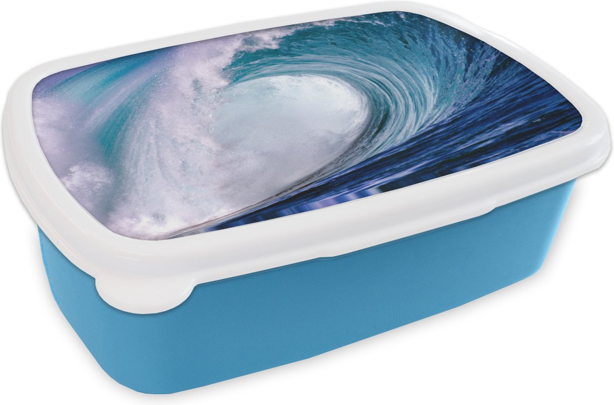 Broodtrommel Blauw - Lunchbox - Brooddoos - Zee - Hawaii - Golf - 18x12x6 cm - Kinderen - Jongen