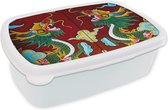 Broodtrommel Wit - Lunchbox - Brooddoos - Deur met draken - 18x12x6 cm - Volwassenen