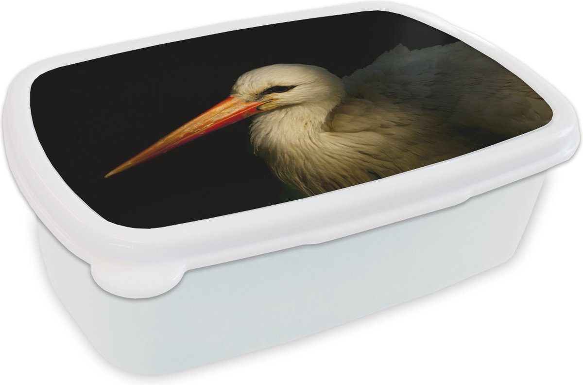Broodtrommel Wit - Lunchbox - Brooddoos - Vogel - Snavel - Veren - 18x12x6 cm - Volwassenen