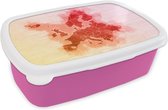 Broodtrommel Roze - Lunchbox - Brooddoos - Kaart Europa - Waterverf - Rood - 18x12x6 cm - Kinderen - Meisje