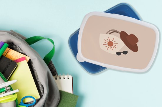 Lunch box Blauw - Lunch box - Boîte à pain - Summer - Sac de plage - Lunettes de soleil - 18x12x6 cm - Enfants - Garçon
