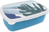 Broodtrommel Blauw - Lunchbox - Brooddoos - Zomer - Blad - Blauw - 18x12x6 cm - Kinderen - Jongen