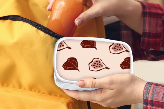 Lunch box Blanc - Lunch box - Boîte à pain - Summer - Figues - Wit - 18x12x6 cm - Adultes