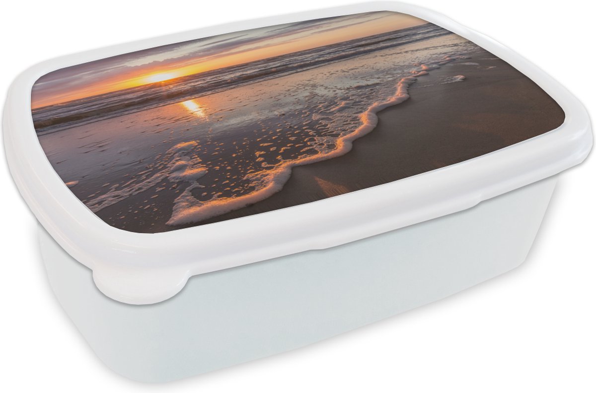 Broodtrommel Wit - Lunchbox - Brooddoos - Zee - Nederland - Kleuren - 18x12x6 cm - Volwassenen