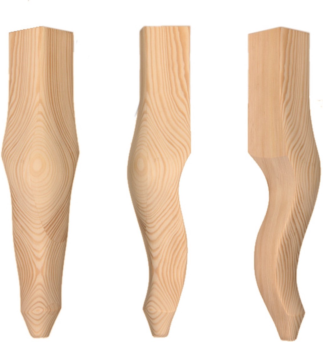 Landelijke afgeronde salontafelpoot Queen Ann 450x90mm - set á 4 st.