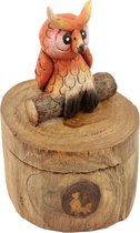 Doosjes - Uil - Hout - Bruin - 12x10x10 cm - Indonesie - Sawa Hasa - Fairtrade