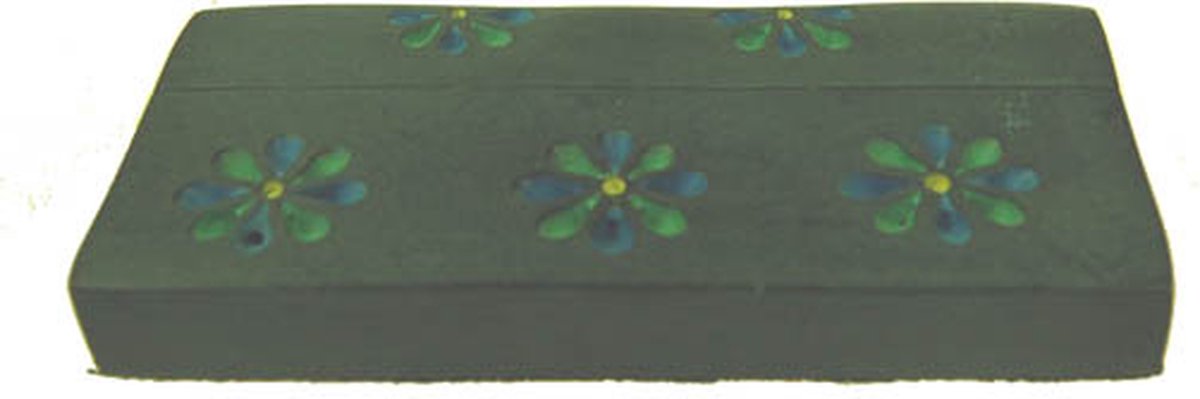 Kaarthouder - Bloemen - Zeepsteen - Groen - 16x4x0,5 cm - India - Sarana - Fairtrade