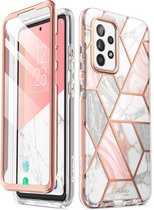 Cosmo 360 Backcover hoesje met screenprotector Samsung A52s - A52 - Marmer Wit