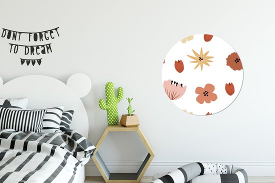 Fleurs abstraites sur fond blanc Assiette en plastique cercle mural ⌀ 60 cm - impression photo sur cercle mural / cercle vivant (décoration murale)