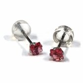 Aramat jewels ® - Zirkonia zweerknopjes vierkant 3mm oorbellen donker roze chirurgisch staal