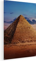 Artaza Glasschilderij - Egyptische Piramides in de Woestijn - 80x120 - Groot - Plexiglas Schilderij - Foto op Glas