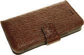 Made-NL Handgemaakte ( Samsung Galaxy Note 10 ) book case Bruin glad robuuste struisvogel print leer