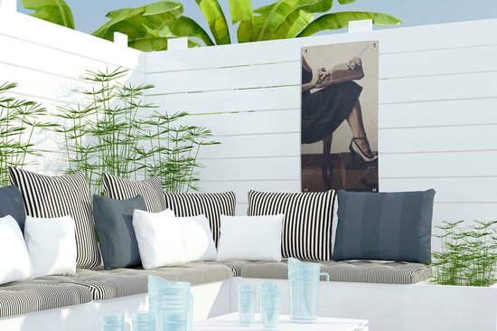 Affiche de jardin Machine à écrire - Vintage - Femme - 30x60 cm - Toile jardin - Affiche extérieure