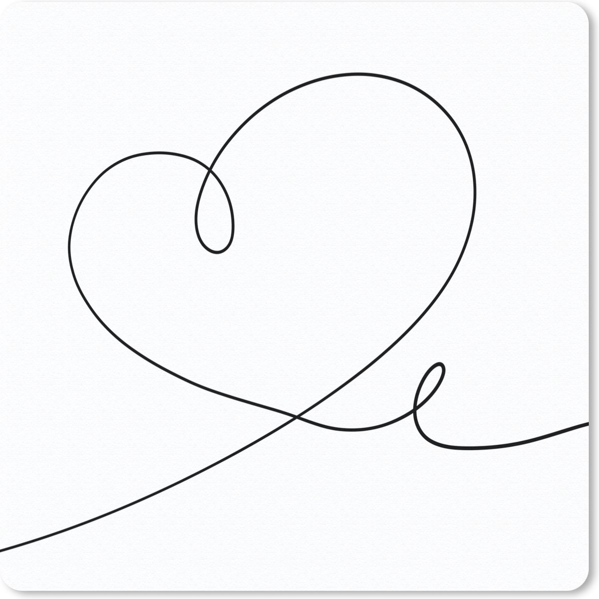Muismat 30x30 cm - Mousepad One line illustratie van hart - Muismatten