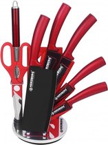 Herzberg 8 Pieces Knife Set with Acrylic Stand - Red